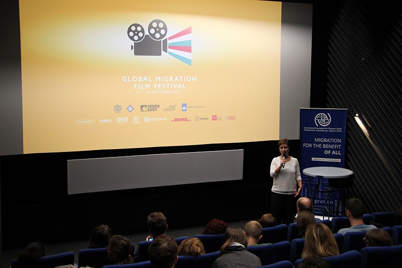 Privítanie divákov na Global Migration Film Festival 2017 v Kine Lumière v Bratislave