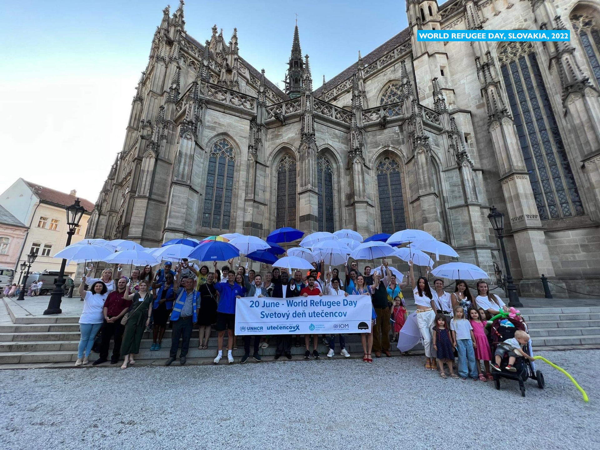 Umbrella parade at the event in Košice – World Refuee Day 2022. Photo © International Organization for Migration (IOM) 2022.