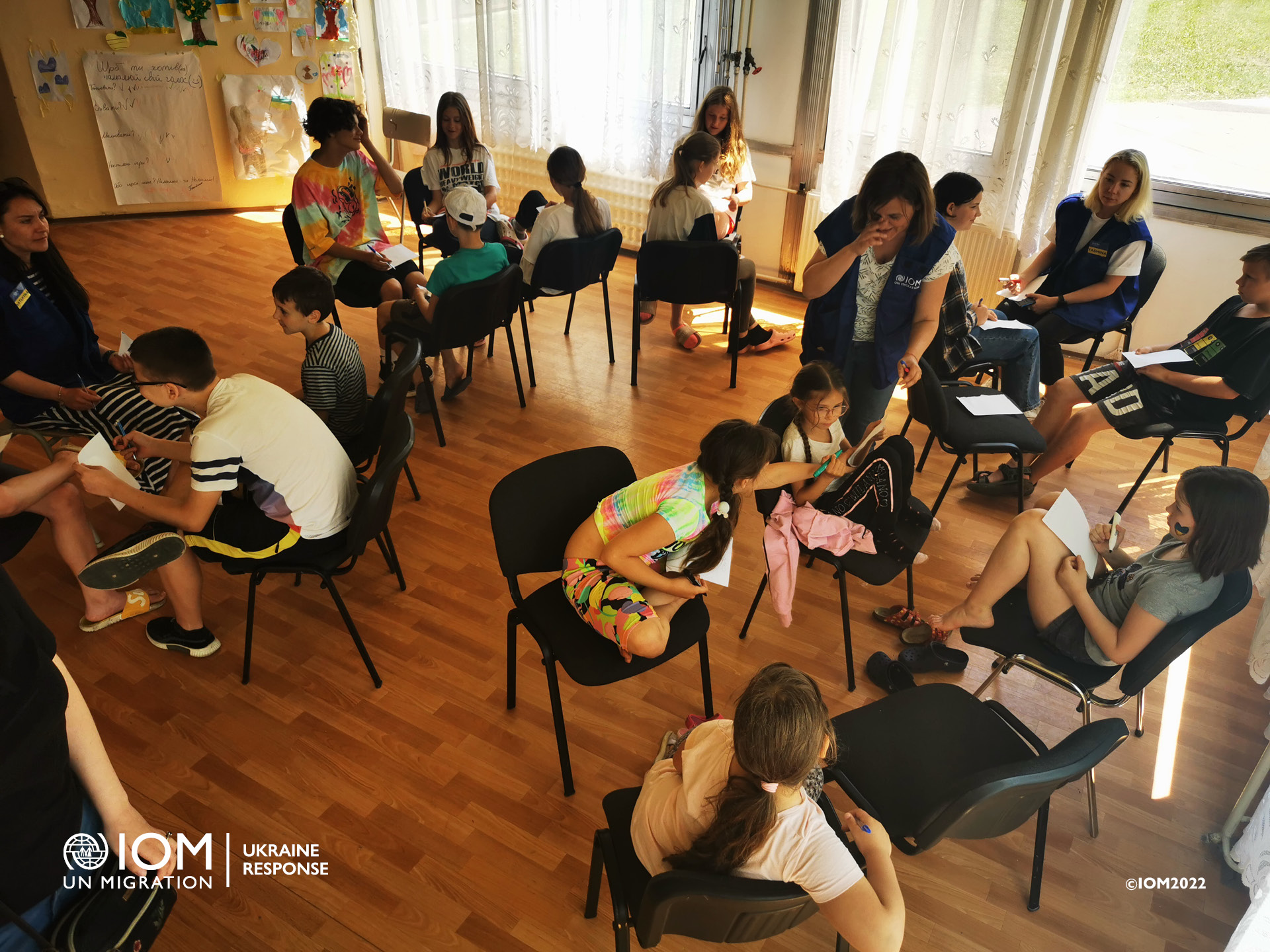 IOM conducts Mood Workshops for displaced youth from Ukraine in the Gabcikovo Accomodation Facility. Photo © International Organization for Migration (IOM) 2022.