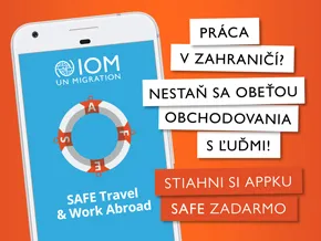 IOM - Banner mobilná aplikácia SAFE Travel & Work Abroad